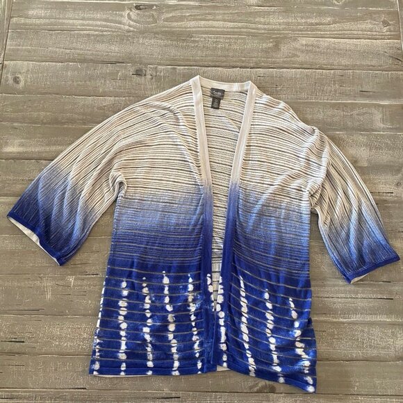 Chico’s Travelers Women’s Open Front Sweater Size 0 Hombre Stretchy 3/4 Sleeve - Picture 4 of 12